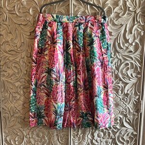 J. Crew Pineapple Print Pleated Skirt